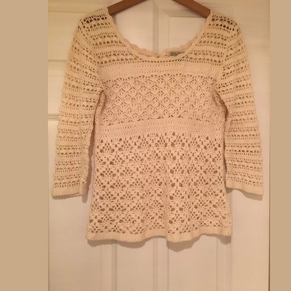 Lucky Brand Crochet White Top . 100% Cotton. - Picture 2 of 7